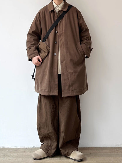 Japanese Style Mid-Length Wool Coat - Thickened Loose Jacket (Unisex)