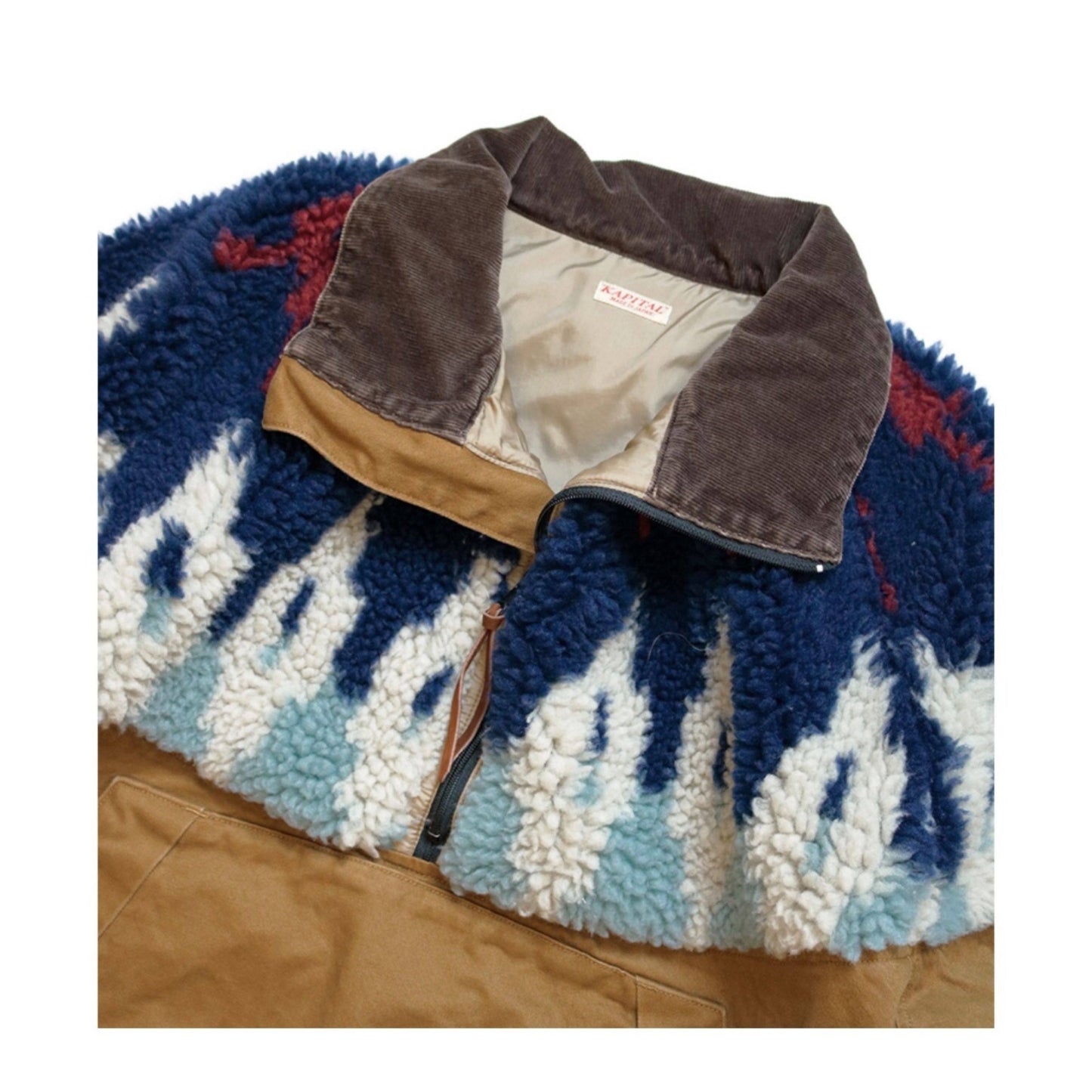 Japanese Lambswool Patchwork Workwear Jacket - Half-Turtleneck Coat (Unisex)