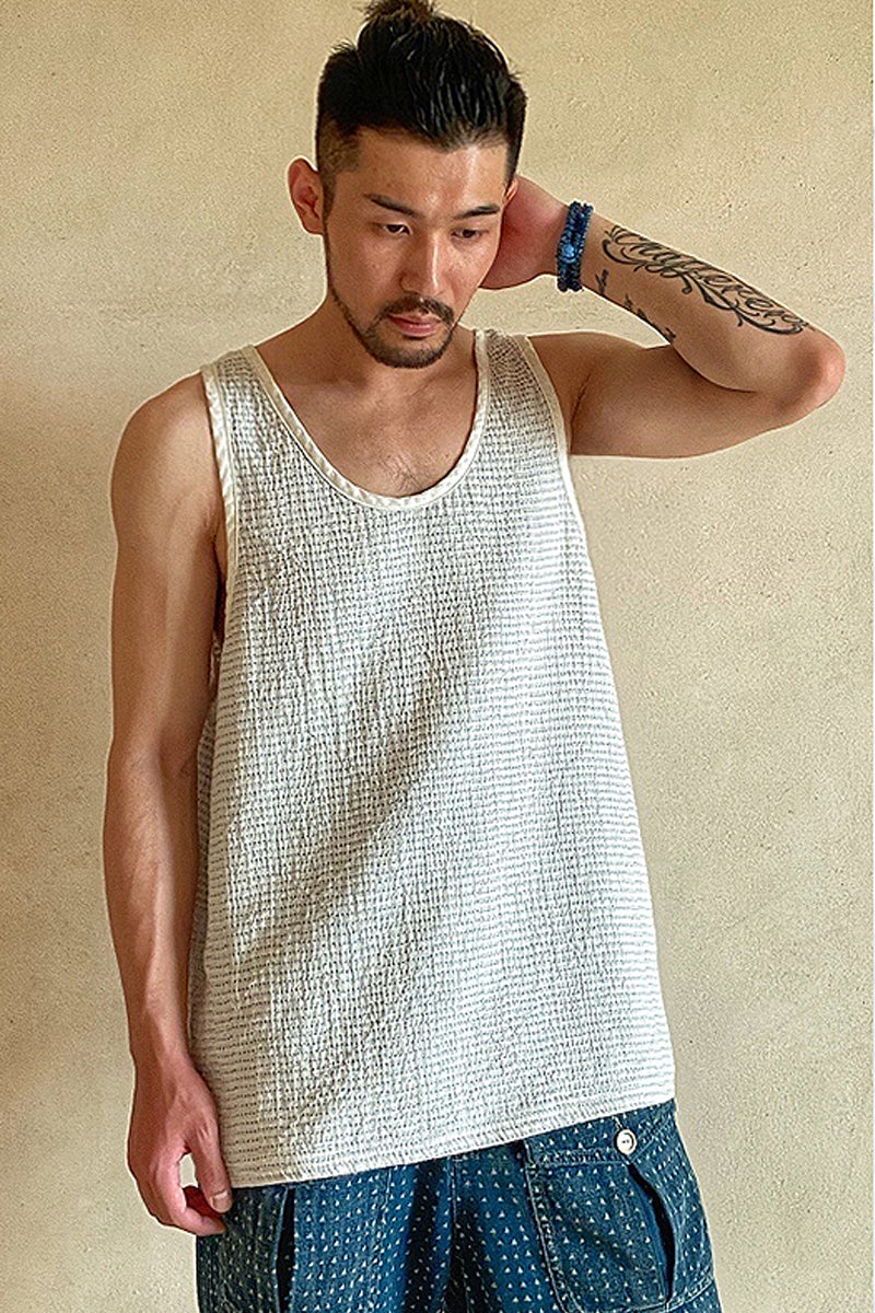 Original Japanese Style Lightweight Light-Colored Fashion Thin Vest Vintage Loose Casual Sashiko Trendy Tank Top