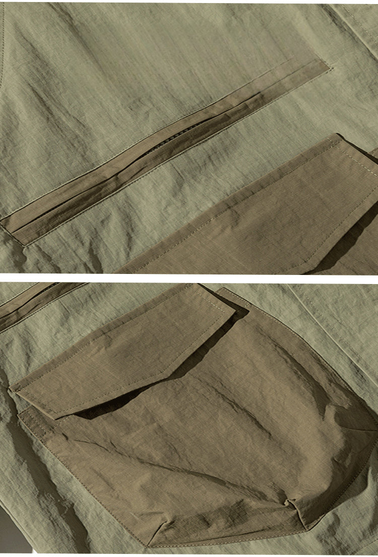 Mountain-Style Functional Windbreaker Jacket – Retro Loose-Fit with Pockets & Patchwork