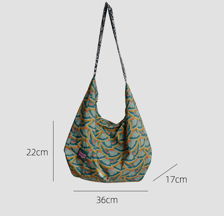 Original Spring Summer New Print Large Capacity Retro Shoulder Bag Fashion Crossbody Lightweight Tote Bag