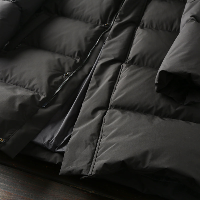 Men's Plus Size 800 Fill Power Mid-Length Down Jacket - Euro-American Style Hooded Thickened Cold-Resistant Warm Coat