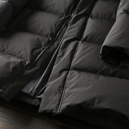 Men's Plus Size 800 Fill Power Mid-Length Down Jacket - Euro-American Style Hooded Thickened Cold-Resistant Warm Coat