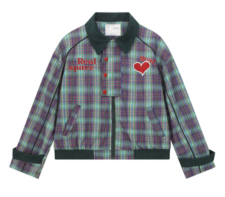 Plaid Embroidery Contrast Casual Jacket – Hold Colour Unisex