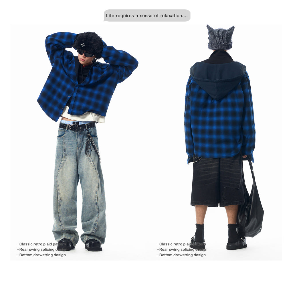 Vintage Reversible Hooded Plaid Jacket – Heavy Dual-Wear (Unisex)