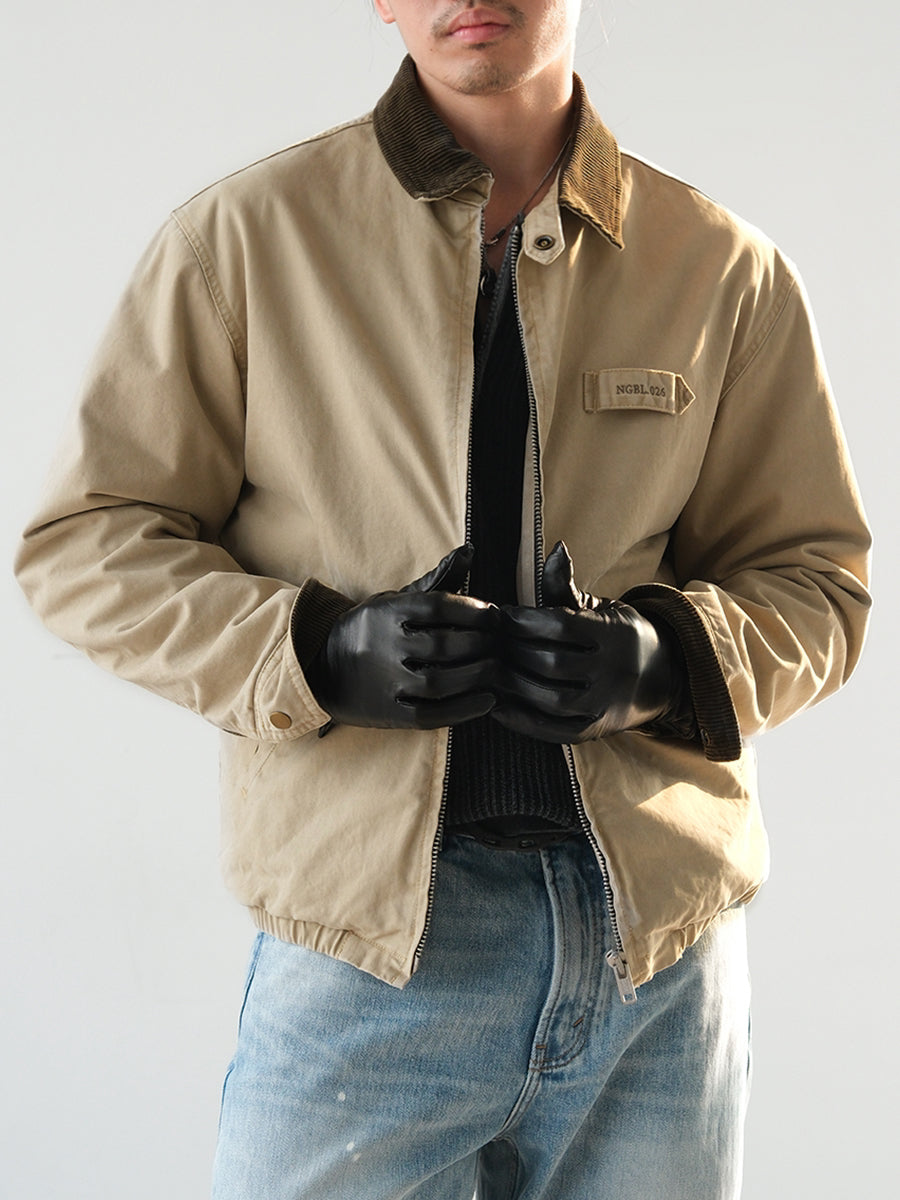 Washed Cotton Jacket – Contrast Corduroy Collar | Yamalinclothes