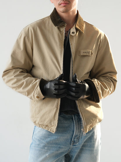Washed Cotton Jacket – Contrast Corduroy Collar | Yamalinclothes