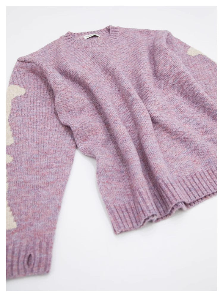 Japanese retro bone knitted sweater pullover