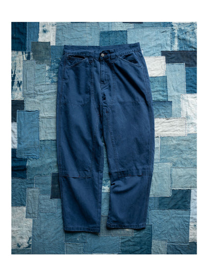 Vintage Washed Workwear Wide Leg Jeans – French Blue Distressed Straight Leg Unisex – Japanese vintage | yamalin clothes | Yamalinclothes