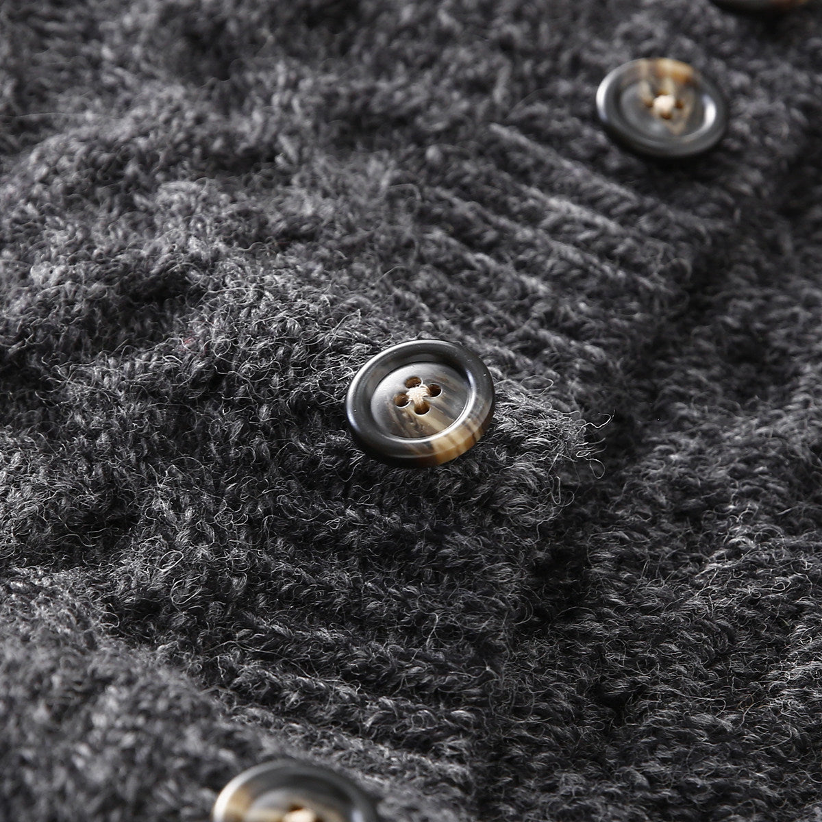 80% Wool Cable Knit Cardigan – Men's Stand Collar Raglan Sleeve Sweater