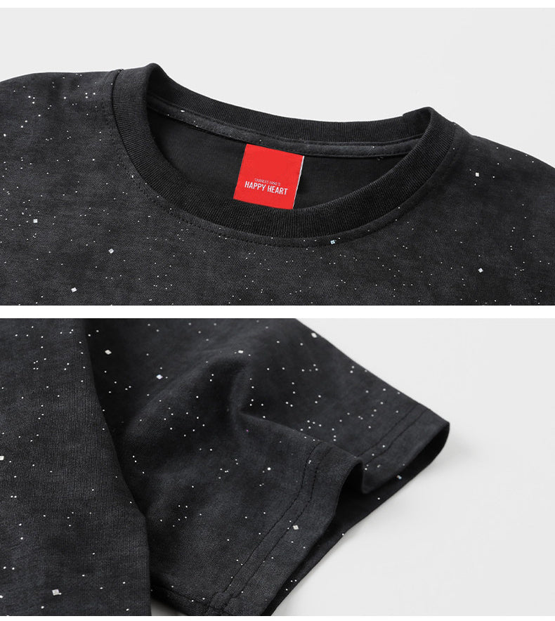 Tie-Dye Starry Cotton Crewneck T-Shirt – Loose Unisex Summer Tee