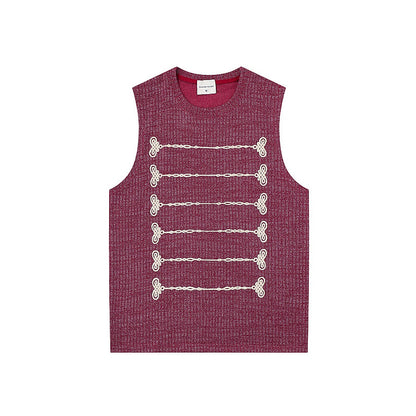 Knot Embroidered Sleeveless Vest – Loose Oversized Japanese Streetwear Top – Japanese vintage | yamalin clothes | Yamalinclothes