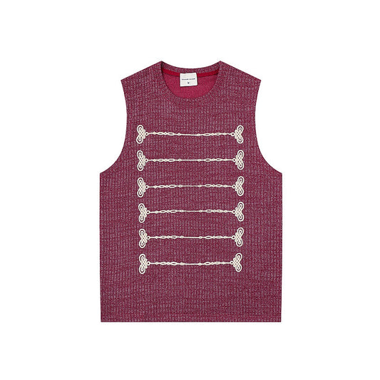 Knot Embroidered Sleeveless Vest – Loose Oversized Japanese Streetwear Top – Japanese vintage | yamalin clothes | Yamalinclothes
