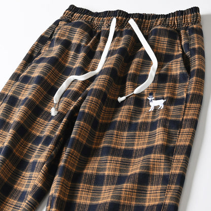 Japanese style retro plaid casual pants, spring/summer thin plaid straight leg tapered harem pants/sports pants – Japanese vintage | yamalin clothes | Yamalinclothes