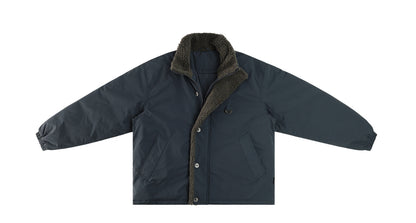 Stand-Collar Jacket – Fleece Trim & Button Front | Yamalinclothes