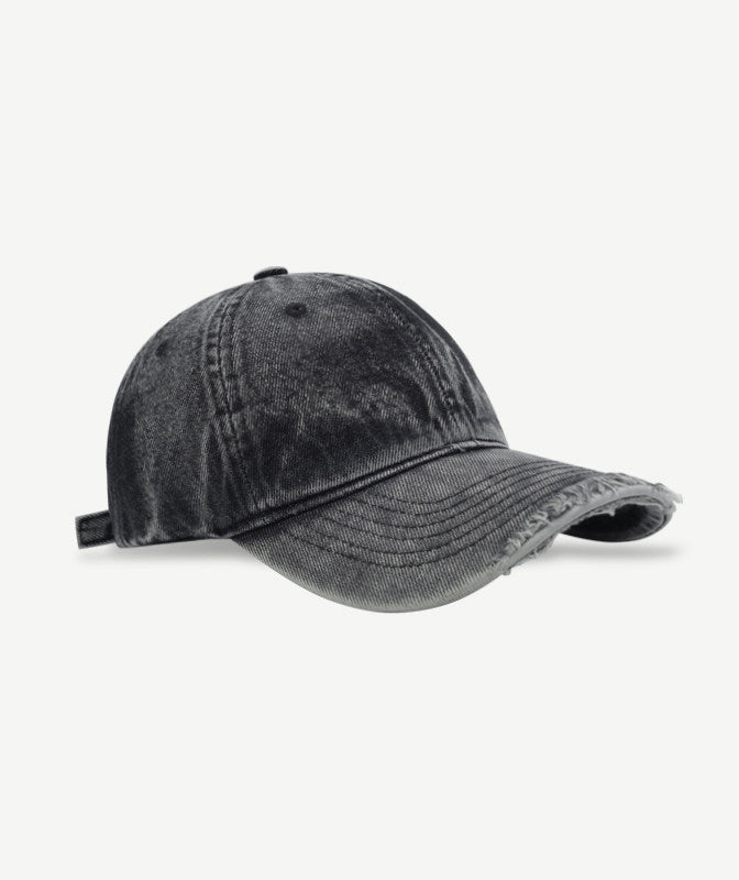 Washed Distressed Denim Baseball Cap – Curved Brim Adjustable Unisex