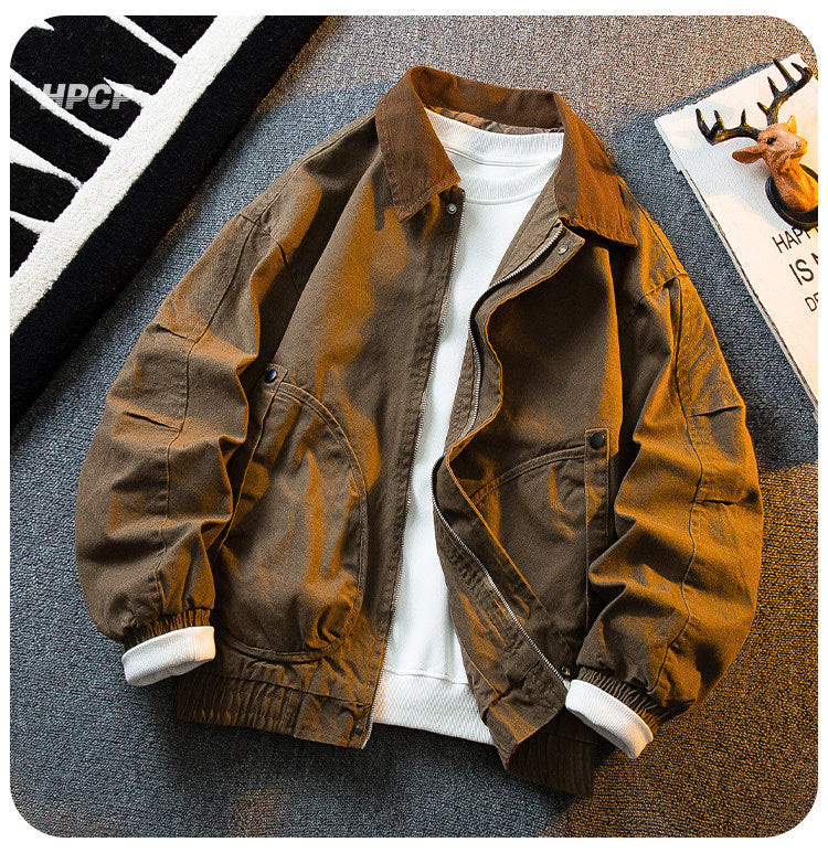 Vintage Washed Detroit Shooting Jacket – Pure Cotton Unisex Spring Autumn