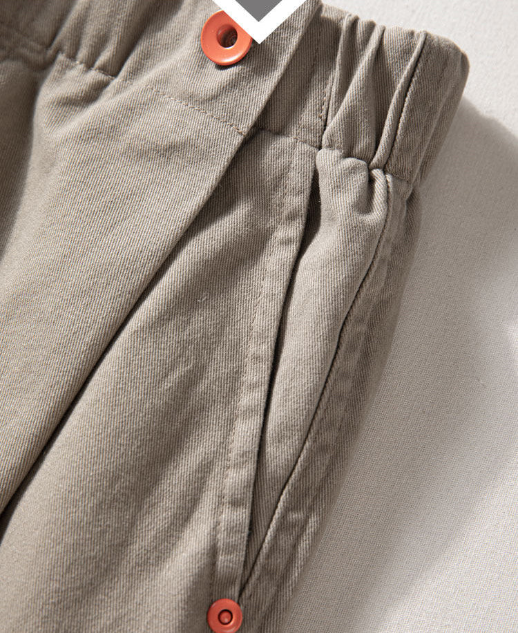 Wide-Leg Cotton Pants – Pleated Elastic Waist | Yamalinclothes | Vintage workwear outfit