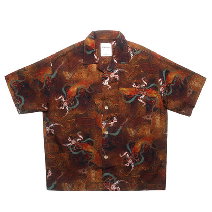 Seersucker Cuban Collar Printed Shirt – Men's Vintage Beach Short Sleeve