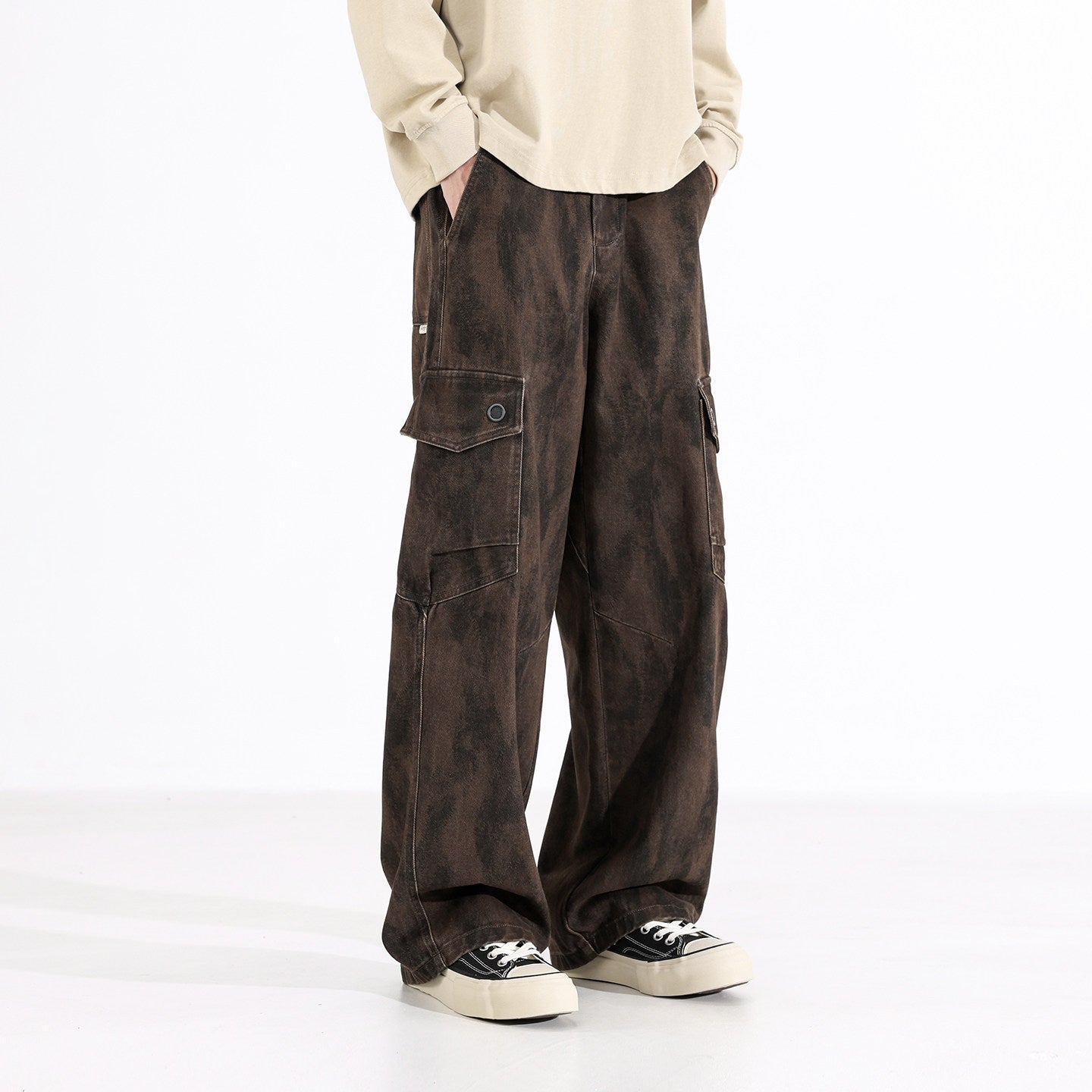design sense worn cargo pants men's American retro dirtyfit loose casual wide-leg long pants | Japanese vintage | yamalin clothes | Yamalinclothes