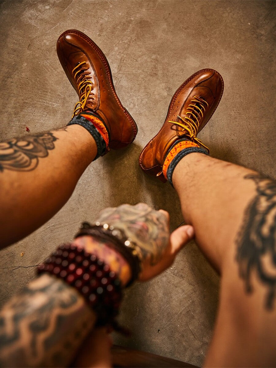 Vintage Cowhide Workwear Ankle Boots – Men's Motorcycle Riding Boots