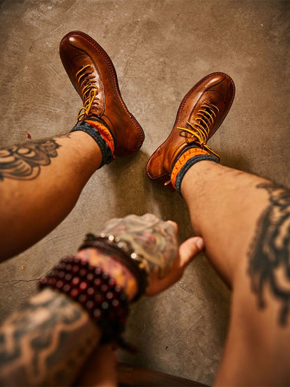 Vintage Cowhide Workwear Ankle Boots – Men's Motorcycle Riding Boots