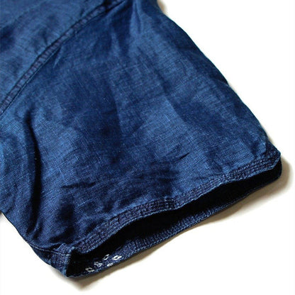 Blue Dyed Denim Print Stitching Shirt – Japanese Retro Unisex Casual