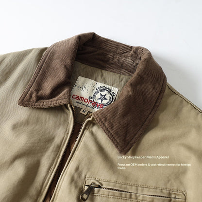 American Detroit Flight Jacket - Retro Washed Cotton Quilted Coat (Men)