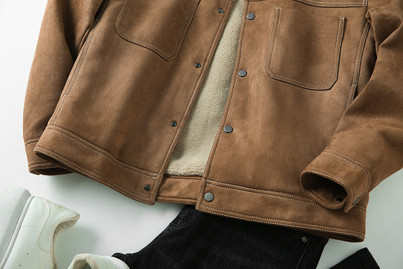 Suede Fleece Workwear Jacket – American Retro Thick Warm Unisex – Japanese vintage | fall outfits 2026 | fall winter outfits | classy winter outfits | lazy comfy outfits | japanese streetwear | vintage workwear | yamalin clothes | Yamalinclothes