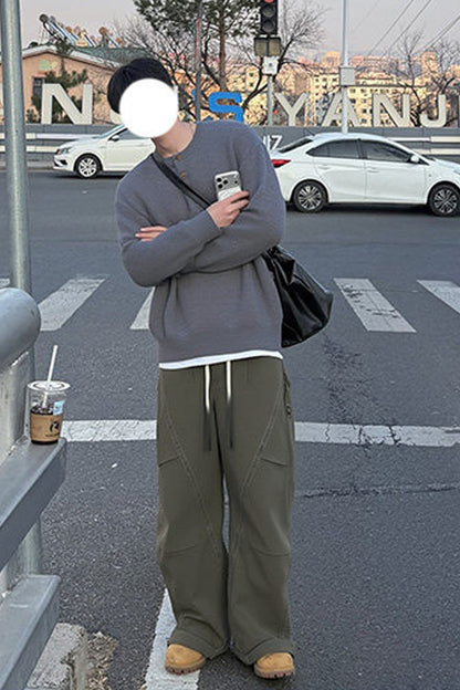 Cotton Pants – Diagonal Seams & Drawstring Waist | Yamalin clothes | Vintage workwear outfit for men