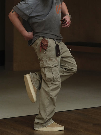 Washed Straight-Leg Cargo Pants – Heavyweight Vintage – Pants | japanese streetwear | vintage workwear | unisex | Yamalinclothes