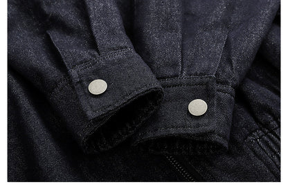 Hooded Denim Zip-Up Jacket – Japanese Vintage Loose Unisex