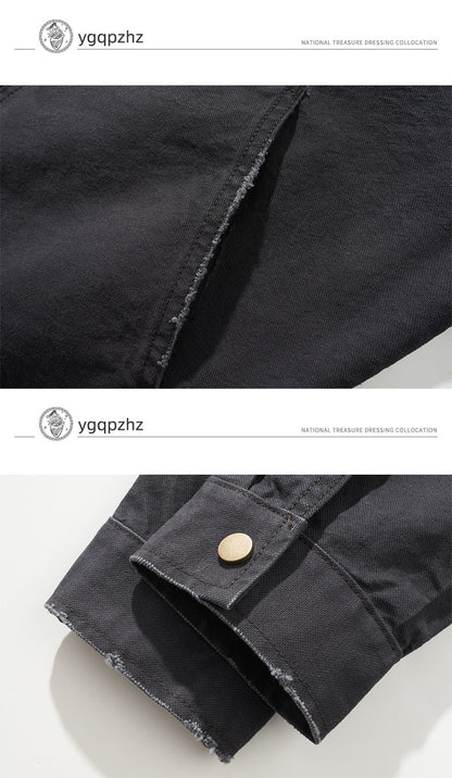 Detroit Vintage Heavy Cotton Cargo Jacket Men – American Workwear Lapel Barn Coat | Japanese vintage | yamalin clothes | Yamalinclothes