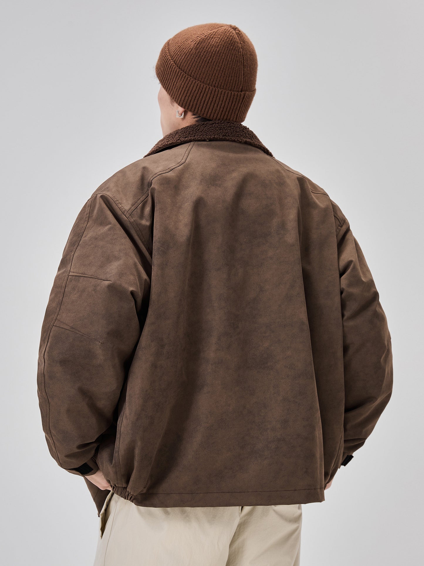 American vintage brown jacket for men, spring/autumn Merrad fleece-lined thickened loose motorcycle couple jacket – Japanese vintage | yamalin clothes | Yamalinclothes