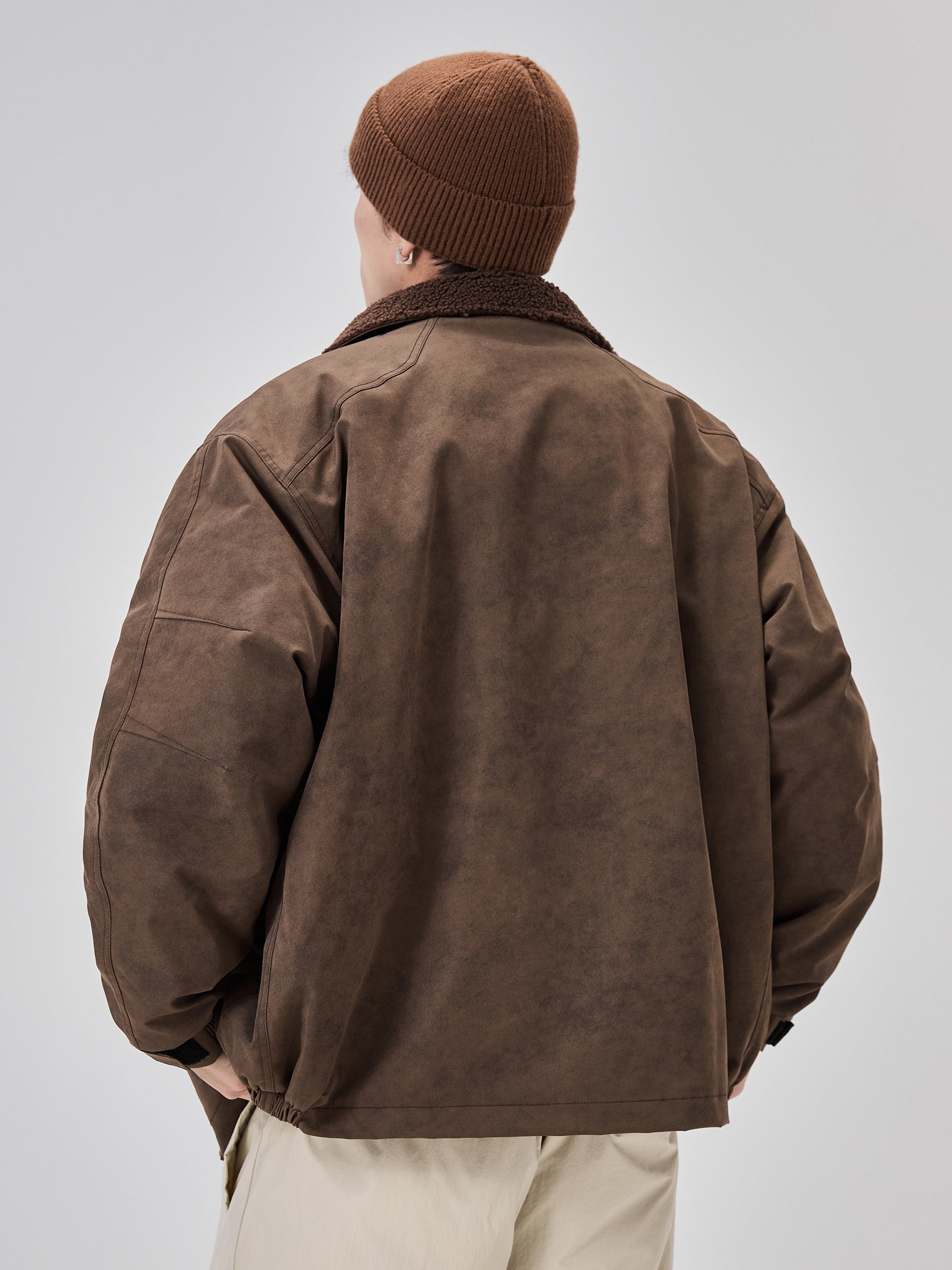 American vintage brown jacket for men, spring/autumn Merrad fleece-lined thickened loose motorcycle couple jacket – Japanese vintage | yamalin clothes | Yamalinclothes