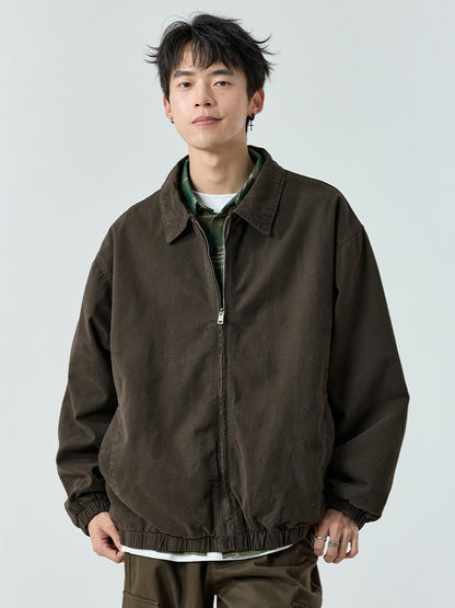 Zip-Front Jacket – Point Collar & Relaxed Fit | Yamalinclothes