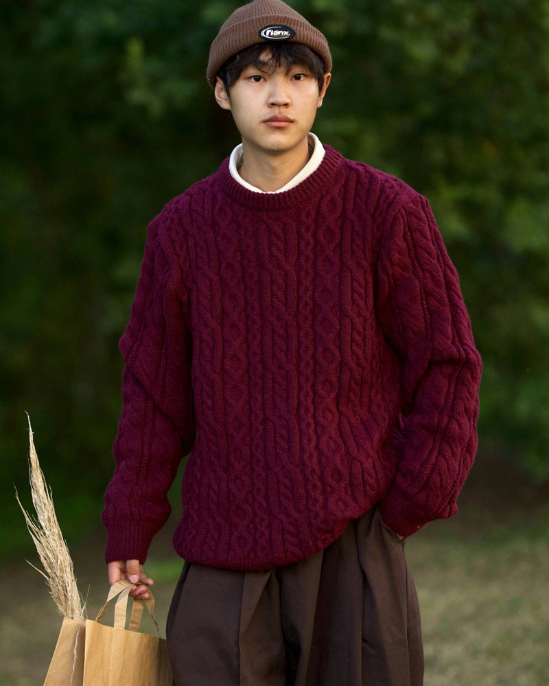 Japanese Jacquard Knit Sweater – Vintage Braided Unisex – Japanese vintage | yamalin clothes | Yamalinclothes
