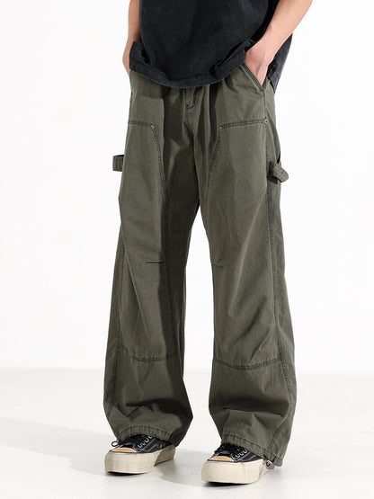 American Vintage Wide-Leg Cargo Pants – Loose Unisex Casual Spring Summer