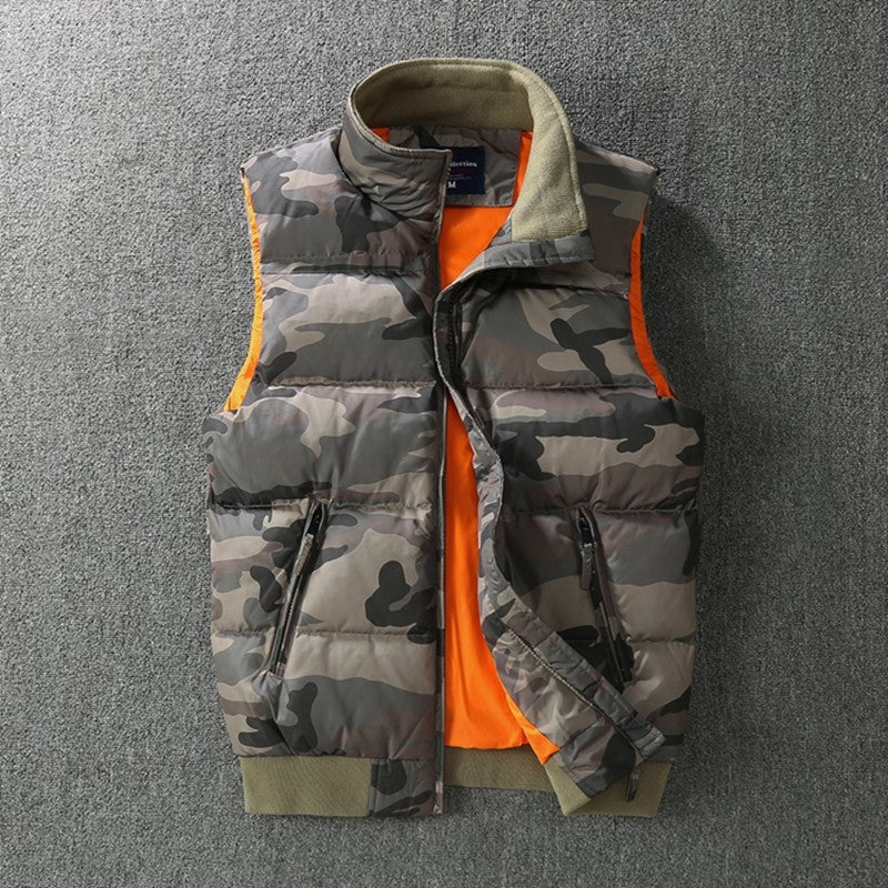 Camouflage Padded Down Vest – Thickened Warm Sleeveless Workwear Unisex – Vests | japanese streetwear | vintage workwear | unisex | Yamalinclothes