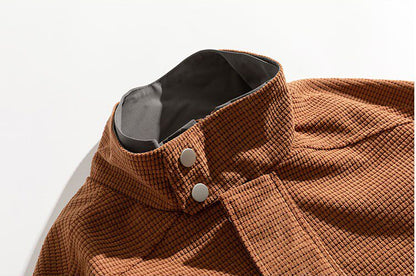 Corduroy Jacket – Contrast Stand Collar & Pocket Trim | Yamalinclothes