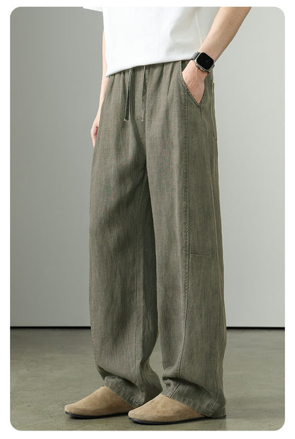 Premium Tencel Linen Wide Leg Pants – Loose Straight Lyocell Breathable Summer Slacks for Men | Japanese vintage | yamalin clothes | Yamalinclothes