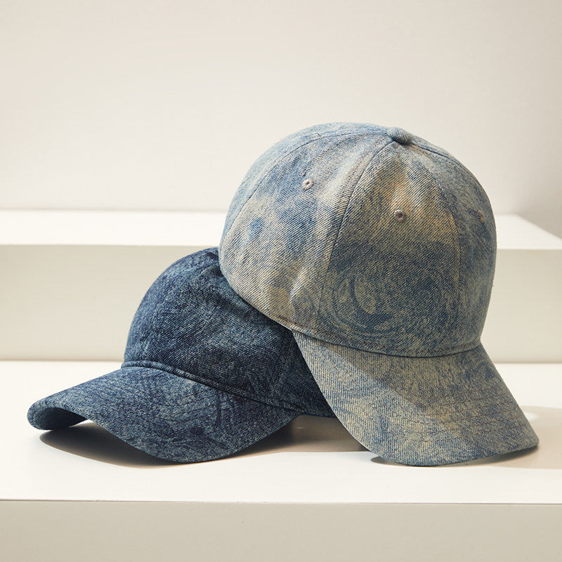 Blue washed denim baseball hat women's spring and summer street outing, versatile sunscreen shade cap, small face – cap | japanese streetwear | vintage workwear | unisex | Yamalinclothes