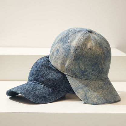 Blue washed denim baseball hat women's spring and summer street outing, versatile sunscreen shade cap, small face – cap | japanese streetwear | vintage workwear | unisex | Yamalinclothes