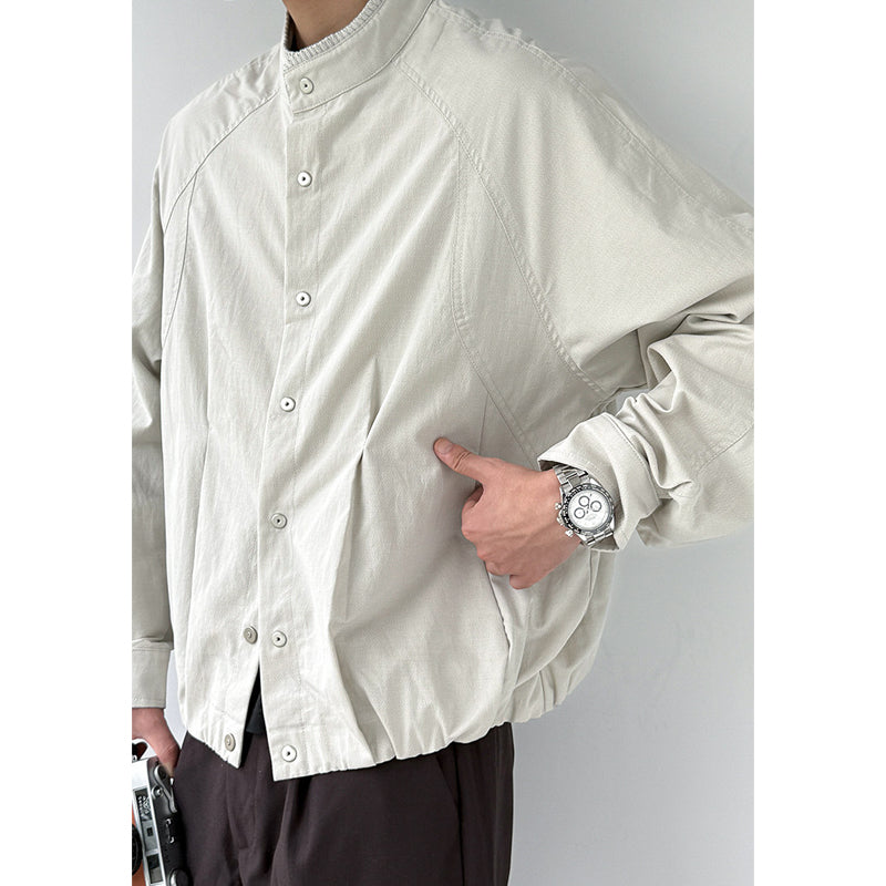 Lyocell Blend Stand-Collar Utility Jacket – Deconstructed Oversized – Japanese vintage | fall outfits 2026 | fall winter outfits | classy winter outfits | lazy comfy outfits | japanese streetwear | vintage workwear | yamalin clothes | Yamalinclothes