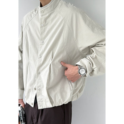Lyocell Blend Stand-Collar Utility Jacket – Deconstructed Oversized – Japanese vintage | fall outfits 2026 | fall winter outfits | classy winter outfits | lazy comfy outfits | japanese streetwear | vintage workwear | yamalin clothes | Yamalinclothes