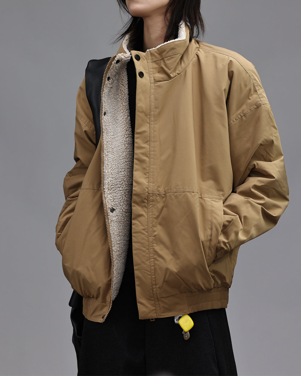 American Oversized Fleece Stand Collar Cotton Jacket – Unisex Workwear Winter Coat – Japanese vintage | yamalin clothes | Yamalinclothes