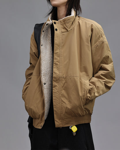 American Oversized Fleece Stand Collar Cotton Jacket – Unisex Workwear Winter Coat – Japanese vintage | yamalin clothes | Yamalinclothes
