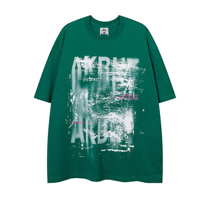 Abstract Letter Graffiti Short Sleeve T-Shirt – American Loose High Street Unisex