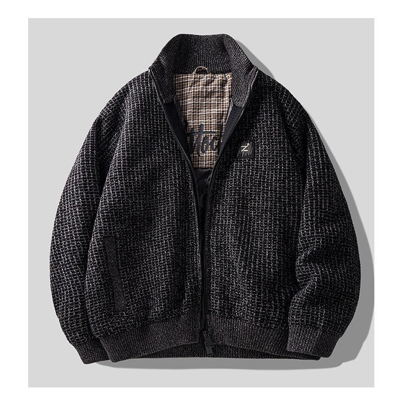 90% Duck Down Check Knit Puffer Jacket – Men's Oversized Winter Coat – Japanese vintage | yamalin clothes | Yamalinclothes