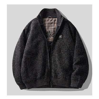 90% Duck Down Check Knit Puffer Jacket – Men's Oversized Winter Coat – Japanese vintage | yamalin clothes | Yamalinclothes